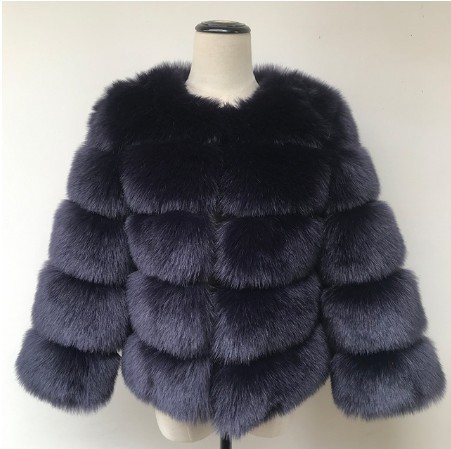 Fox hair imitation fur coat Women's short long sleeved fur faux fur coat