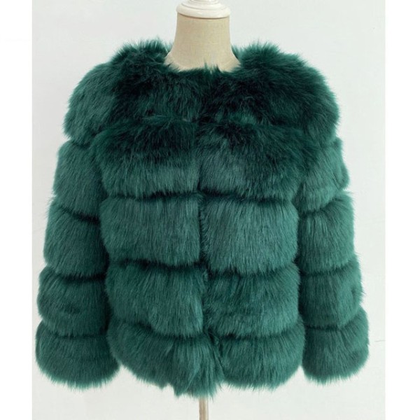 Fox hair imitation fur coat Women's short long sleeved fur faux fur coat