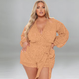 Oversized women's beaded one-piece shorts