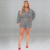 Oversized women's beaded one-piece shorts