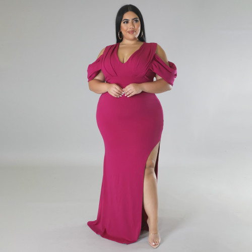 Women's large open high fork dress