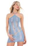 Sexy hollow wool suspender dress