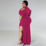 Women's large open high fork dress