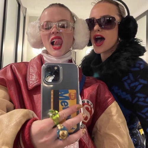 Frameless couple sunglasses fashionable double ring decorative net red glasses one-piece sunglasses