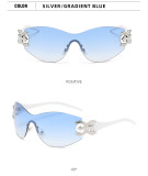 High quality one-piece rimless sunglasses big frame sun shading beach sunglasses Y2K Spice Girl Hip Hop glasses