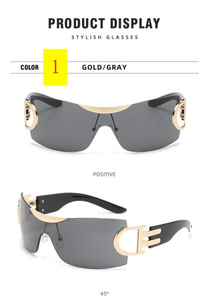 Luxurious sunglasses High sense one-piece frameless women's sunglasses Fashion large frame sunglasses