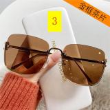 Large frame trendy sunglasses Fashion simple half frame metal flat mirror Retro square net red sunglasses