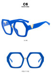 V-leg polygonal flat lens anti blue lens frame, fashionable irregular decorative eyeglass frame
