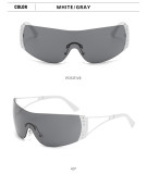Vintage large frame one-piece wind shield sunglasses Fashion new frameless diamond rimmed glasses Chaoku street beat concave style sunglasses