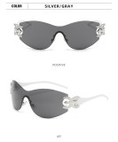 High quality one-piece rimless sunglasses big frame sun shading beach sunglasses Y2K Spice Girl Hip Hop glasses