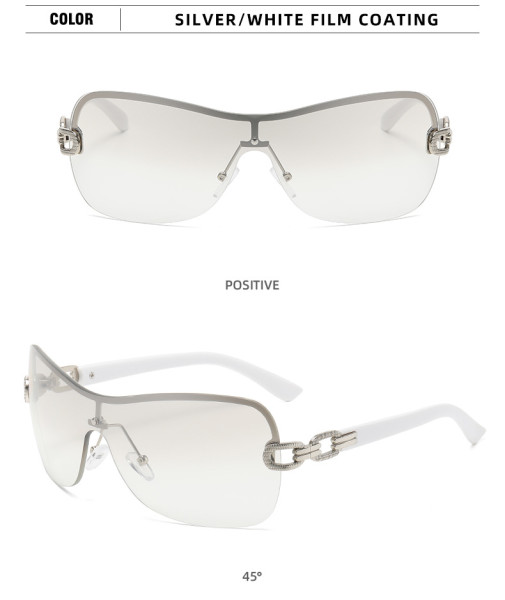 Frameless couple sunglasses fashionable double ring decorative net red glasses one-piece sunglasses
