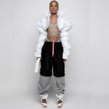 Fashion stand collar long sleeved short cardigan cotton casual skirt solid two-piece suit