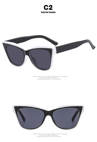 Black and white color block cat's eye sunglasses big frame net red sunglasses