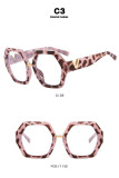 V-leg polygonal flat lens anti blue lens frame, fashionable irregular decorative eyeglass frame