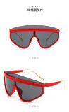 Fashionable large frame sunglasses street photography personality sunshade sunglasses trend one-piece semi metal leg glasses