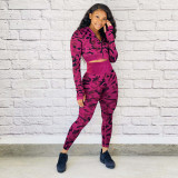 Printed camouflage two-piece suit