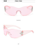 Frameless one-piece five pointed star sunglasses new fashion Y2K sports glasses sun shading sunglasses for men and women