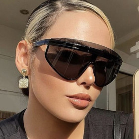 Fashionable large frame sunglasses street photography personality sunshade sunglasses trend one-piece semi metal leg glasses