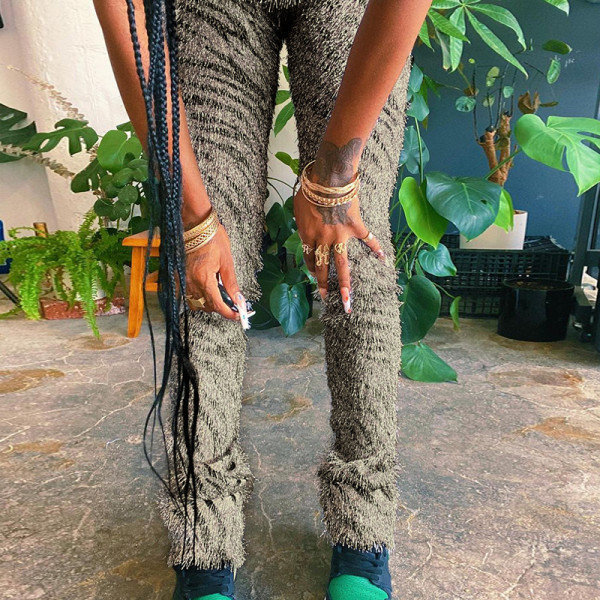 Spice Girl Zebra Pattern Wool Texture Pants Fashion Versatile Casual Pants