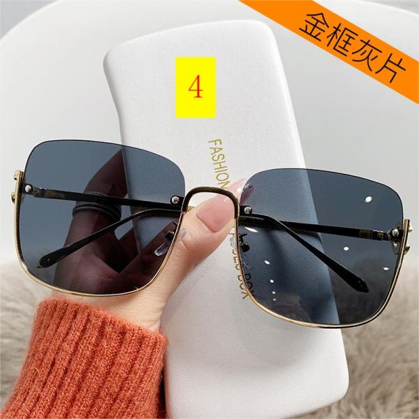 Large frame trendy sunglasses Fashion simple half frame metal flat mirror Retro square net red sunglasses