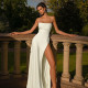 Satin slit sexy suspender dress slim long skirt