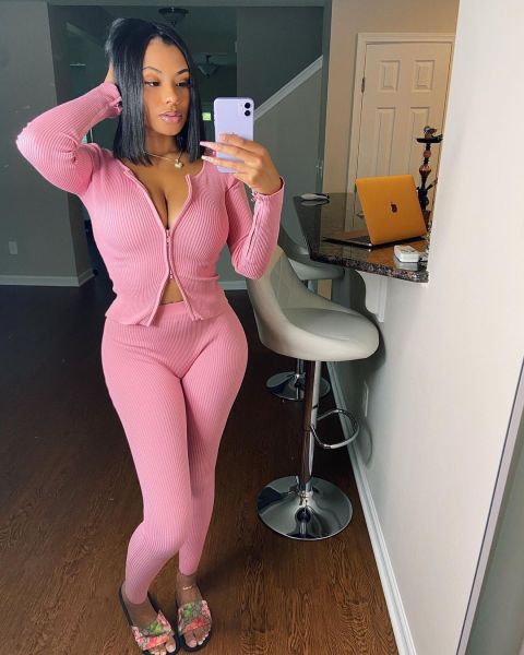 Fashion solid color pit strip zipper long sleeve trousers suit