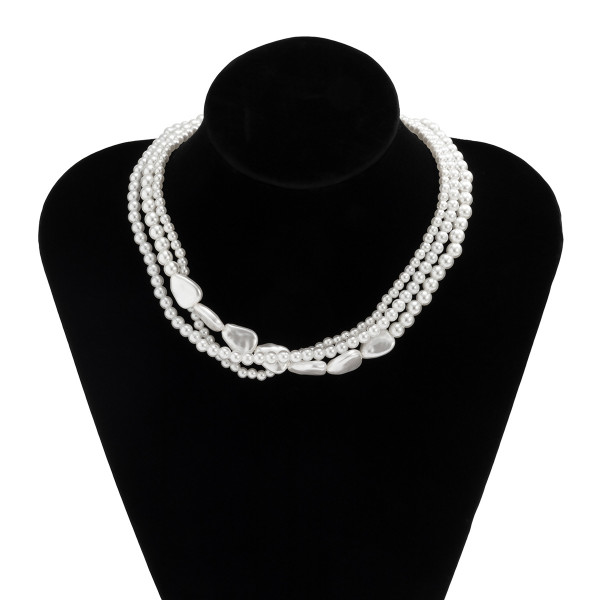 Cool wind multi-layer beaded necklace creative temperament water drop shaped imitation pearl necklace