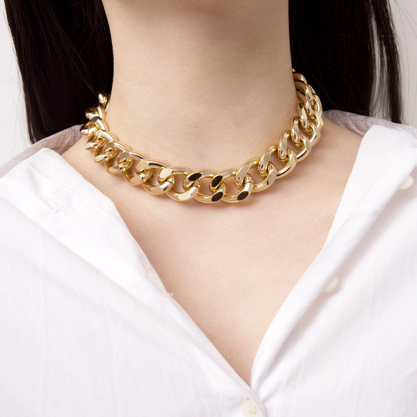 Simple and exaggerated, thick chain necklace, antique chain, single-layer, versatile necklace