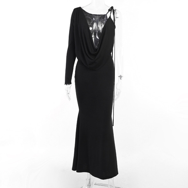 Temperament Two in One Shoulder Dress Elegant Party Party Sexy Wrap Hip Dress