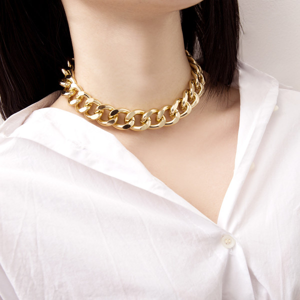 Simple and exaggerated, thick chain necklace, antique chain, single-layer, versatile necklace