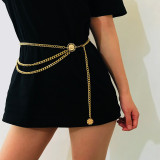 Vintage sexy female body chain personality simple yoga aluminum waist chain