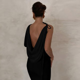 Temperament Two in One Shoulder Dress Elegant Party Party Sexy Wrap Hip Dress