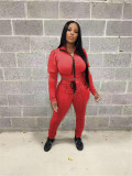 Casual solid two-piece sports suit
