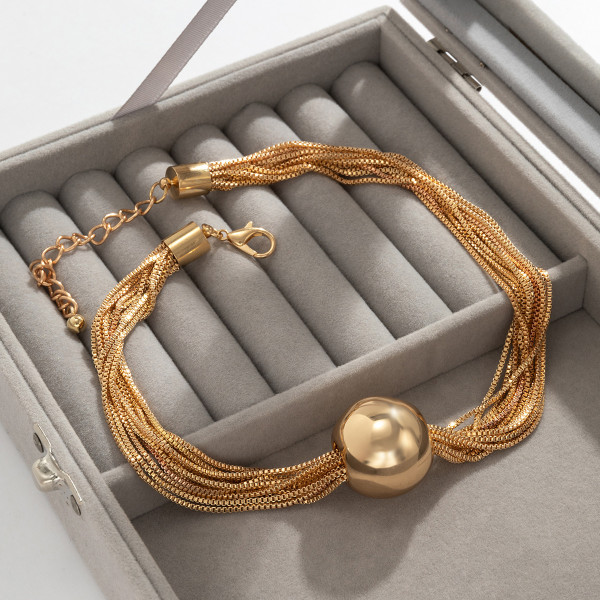 Exaggerated Metal Ball Pendant Necklace
