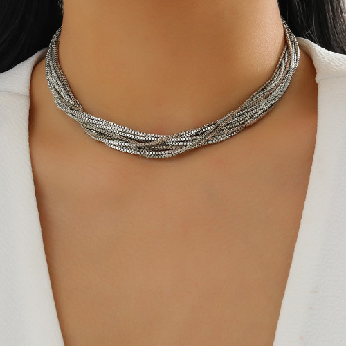 Personalized multi-layer box chain vintage necklace