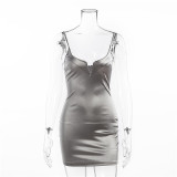 Sexy prom dress deep v-neck low cut strappy dress summer dress