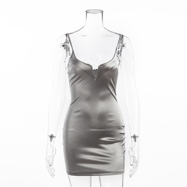 Sexy prom dress deep v-neck low cut strappy dress summer dress