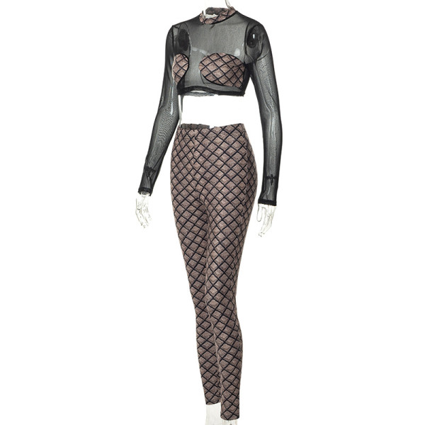 Two piece screen printed casual trousers