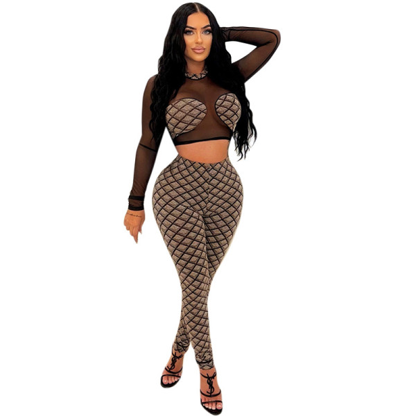 Two piece screen printed casual trousers