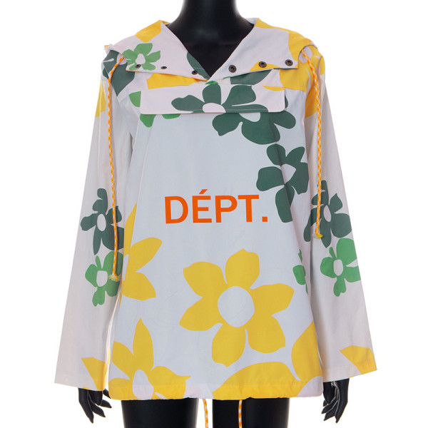 Fashion street printed hooded long sleeve top coat