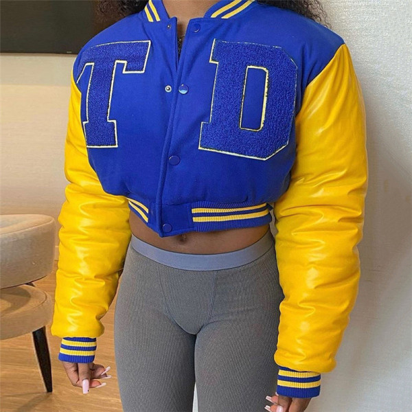 Sexy embroidered open navel loose short jacket cotton jacket