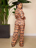 Single breasted lapel lettered banded waist jumpsuit