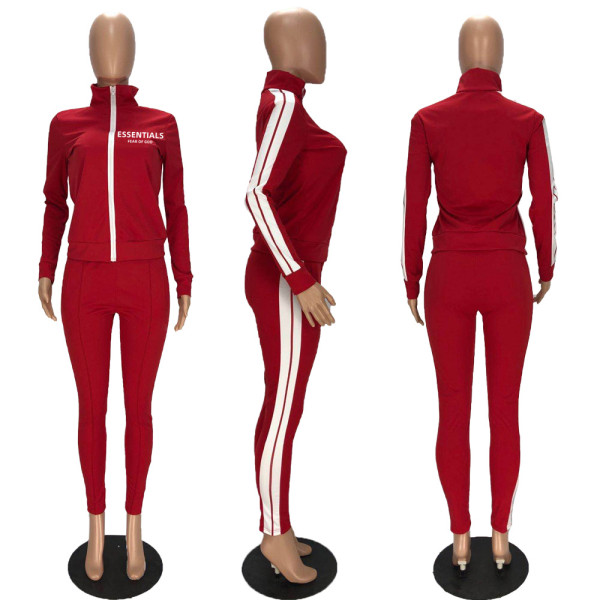 Fashion Zipper Sport Two Piece Set