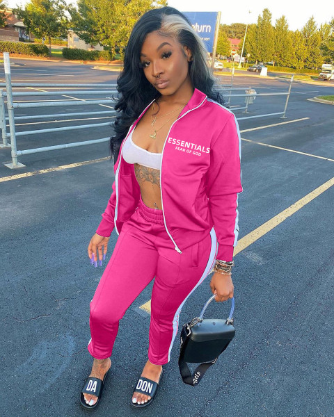 Fashion Zipper Sport Two Piece Set