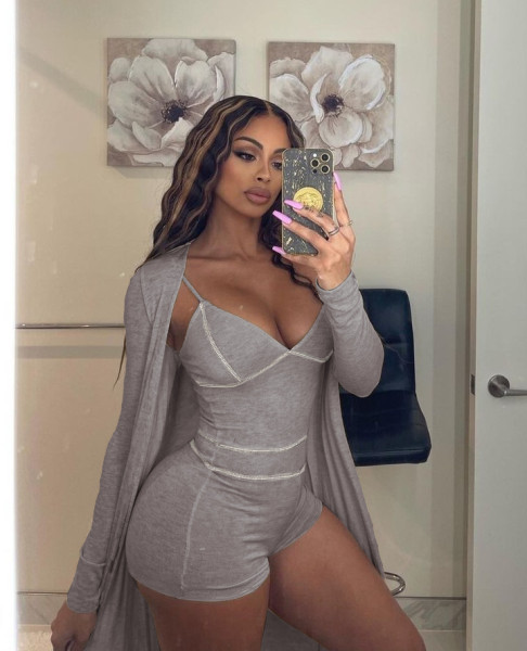 Women's lace up vest one-piece shorts+long sleeve coat cloak two-piece suit