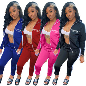 Fashion Zipper Sport Two Piece Set