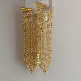 Exaggerate fashion 18K gold jewelry Sparkling tassel metal earrings s925 silver needle earrings
