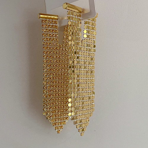 Exaggerate fashion 18K gold jewelry Sparkling tassel metal earrings s925 silver needle earrings