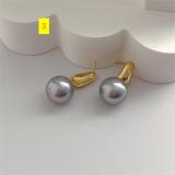 French minority design 14K metal diamond inlaid shell beads earrings women's 925 silver needle high-grade luxury ear jewelry