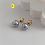 French minority design 14K metal diamond inlaid shell beads earrings women's 925 silver needle high-grade luxury ear jewelry